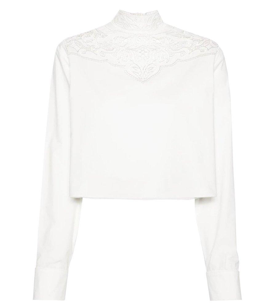 Philosophy Di Lorenzo Serafini Broderie Anglaise Cropped Blouse