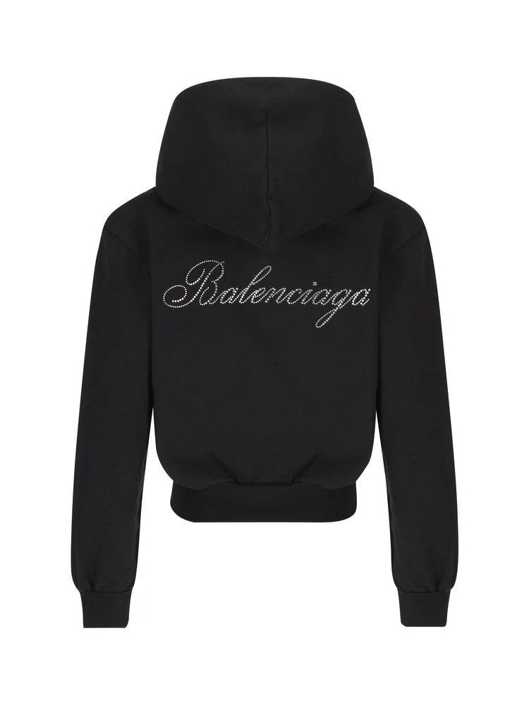 Balenciaga Embellished-Logo Zipped Hoodie