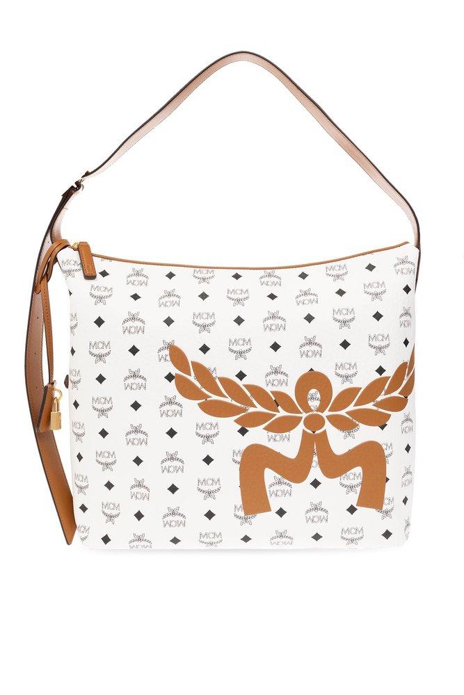 MCM Aren Logo Printed Large Shoulder Bag