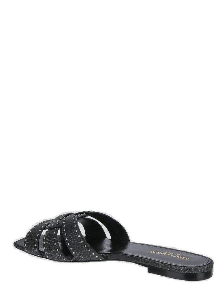 Saint Laurent Logo Detailed Studded Slip-On Sandals