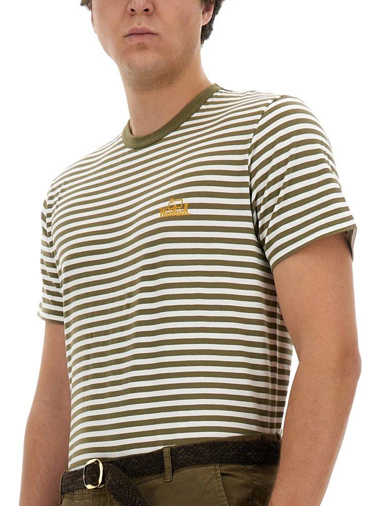 Woolrich Logo Embroidered Striped T-Shirt