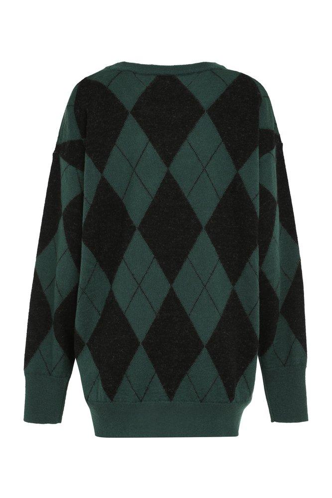 Aspesi Crewneck Argyle Knitted Jumper