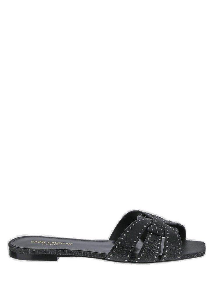 Saint Laurent Logo Detailed Studded Slip-On Sandals