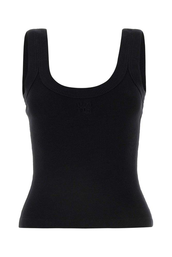 Alexander Wang Logo Embossed Fine Ribbed Tank Top