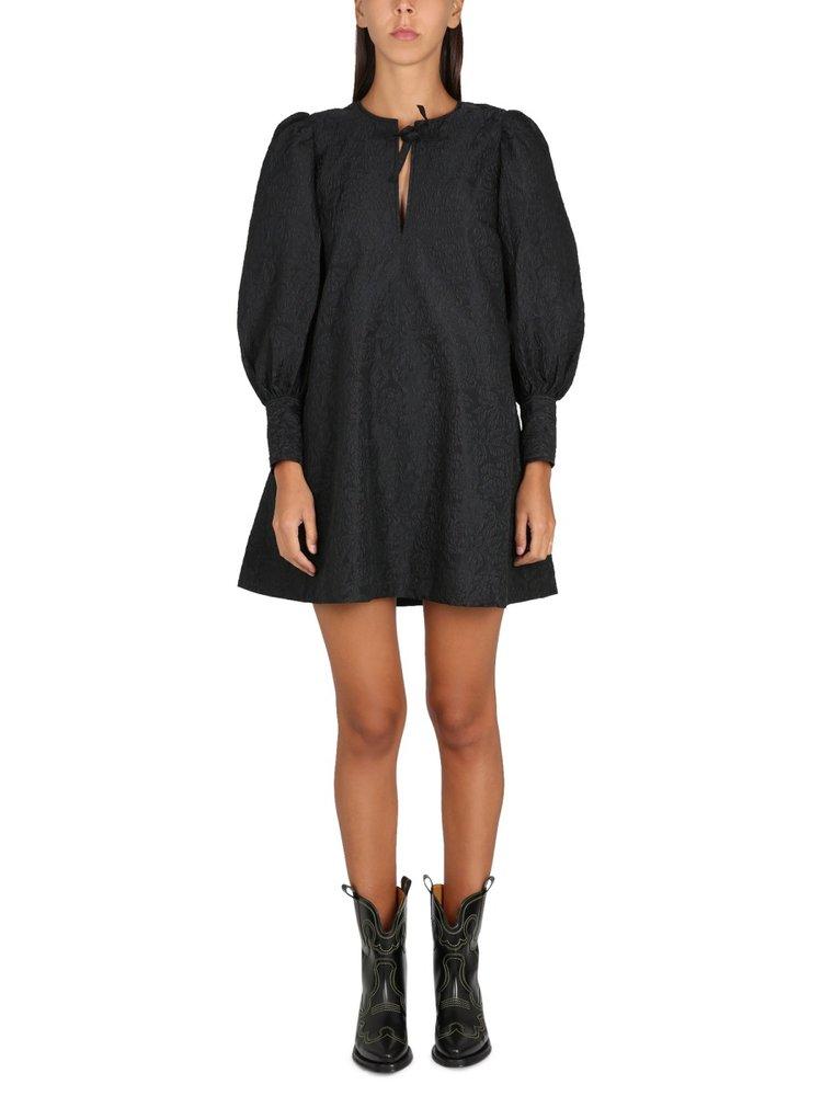 Ganni Jacquard Long-Sleeved Mini Dress