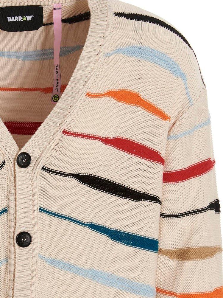 Barrow Striped V-Neck Buttoned Cardigan