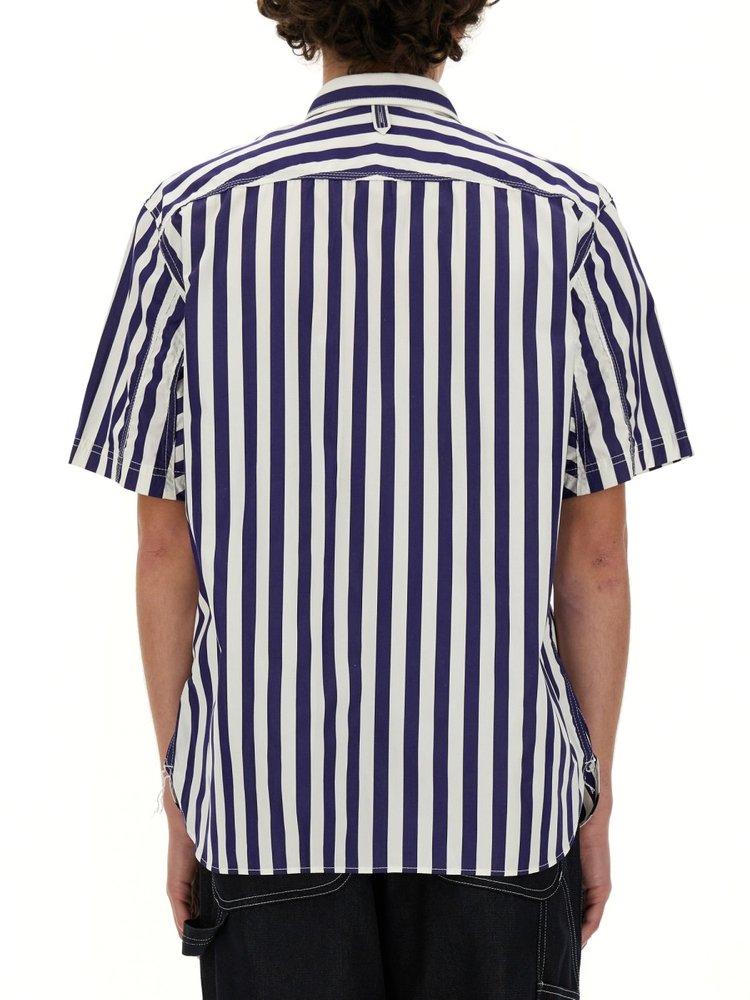 Junya Watanabe MAN Short Sleeved Striped Poplin Shirt