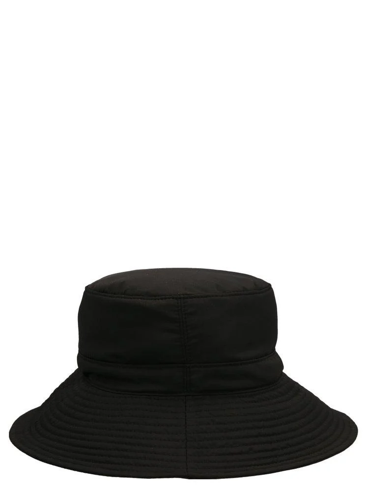 Ganni Logo Patch Dropped Wide Brim Bucket Hat