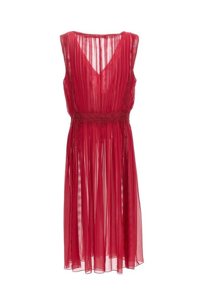 Alberta Ferretti Lace Detailed Sleeveless Midi Dress