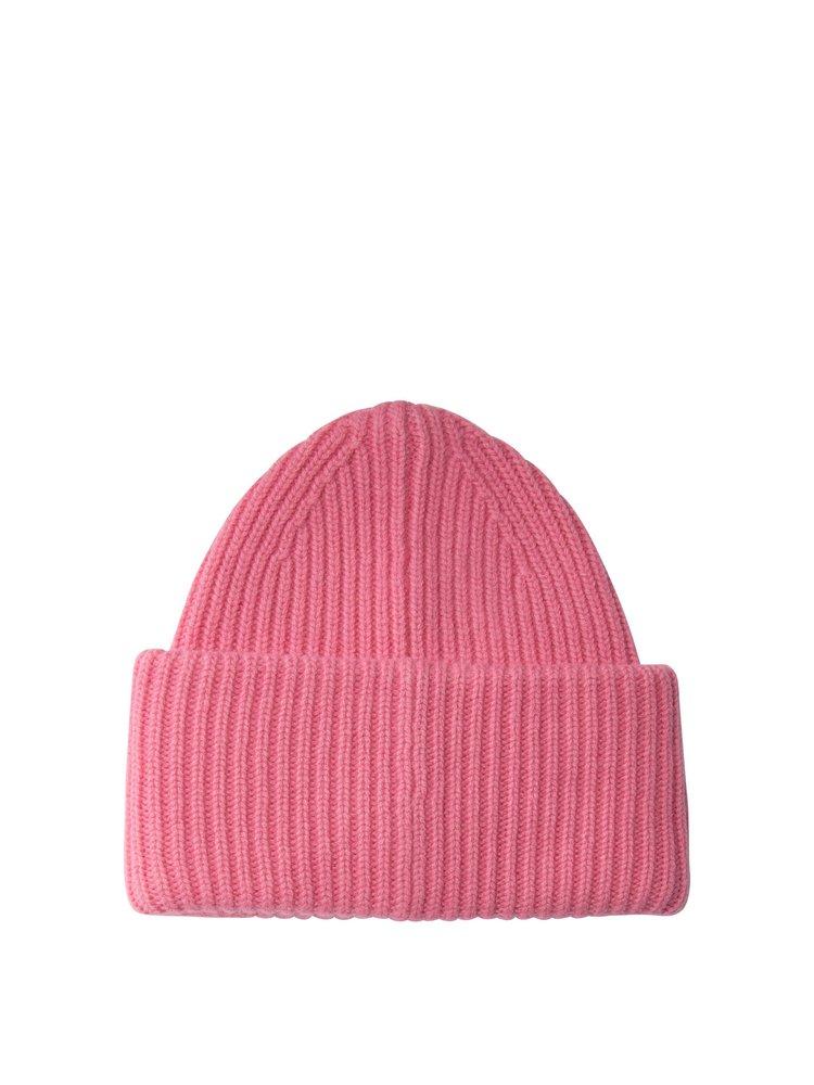 Acne Studios Logo Embellished Ribbed Beanie