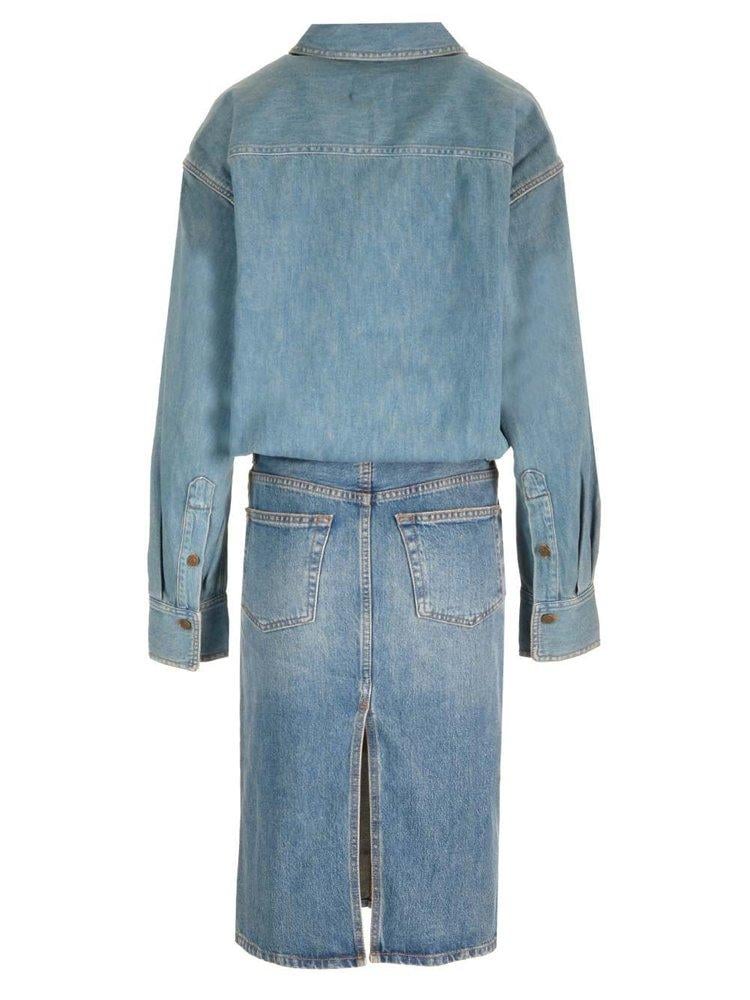 Haikure Joelle Slit-Detailed Midi Denim Dress