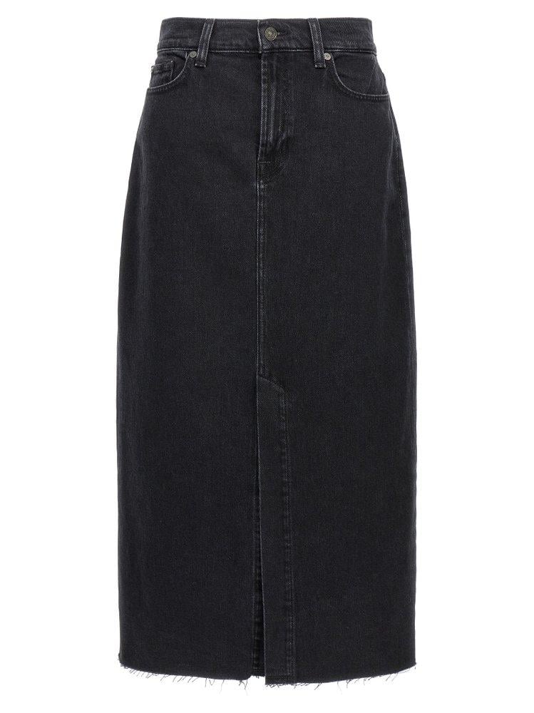 7 For All Mankind Kellie Raw-Cut Hem Skirt