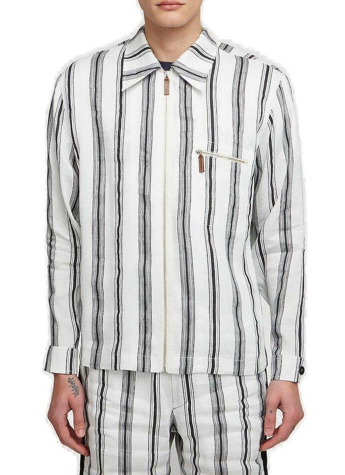 Wales Bonner Striped Zip-Up Shirt