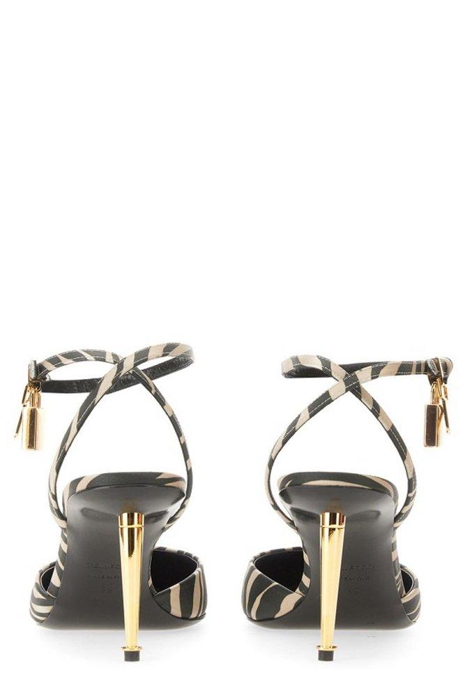 Tom Ford Padlock Zebra Printed Ankle Strap Pumps