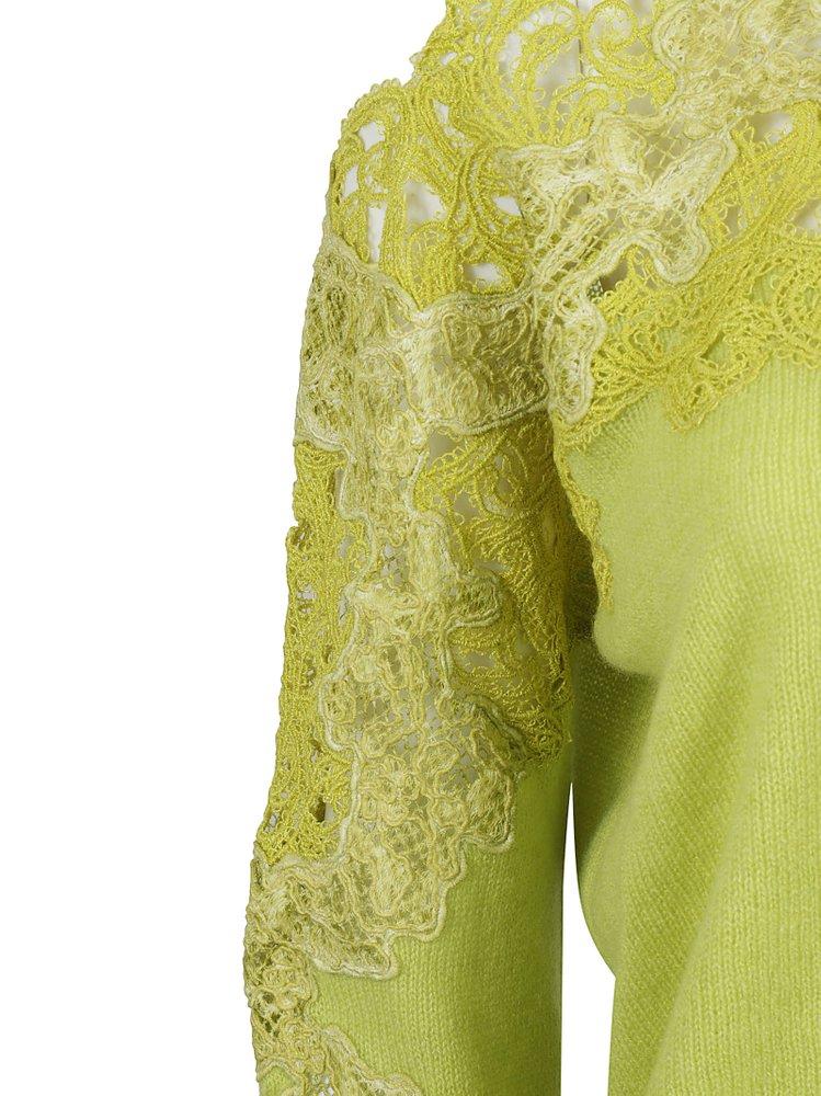 Ermanno Scervino Floral-Laced Off-Shoulder Knitted Top