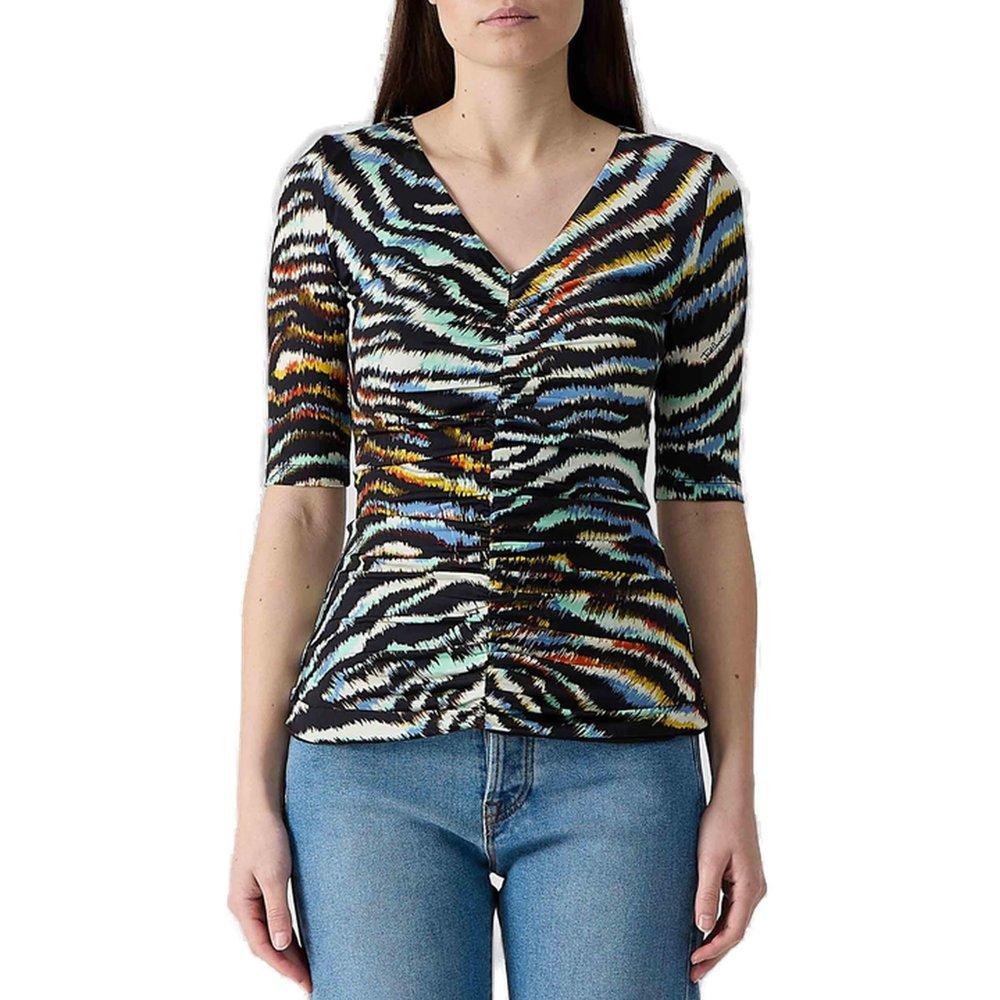 Just Cavalli Zebra Print V-Neck Top