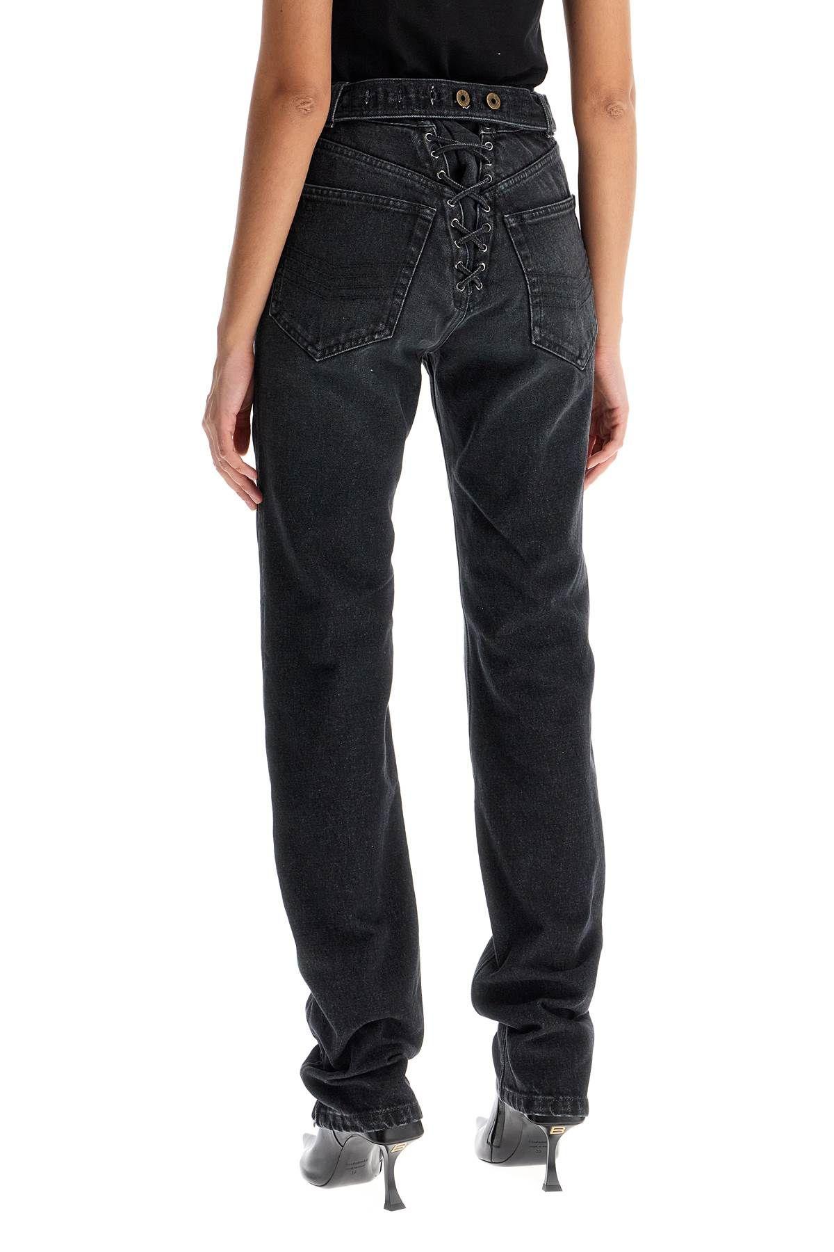 jeans with padded inlays and lace-up