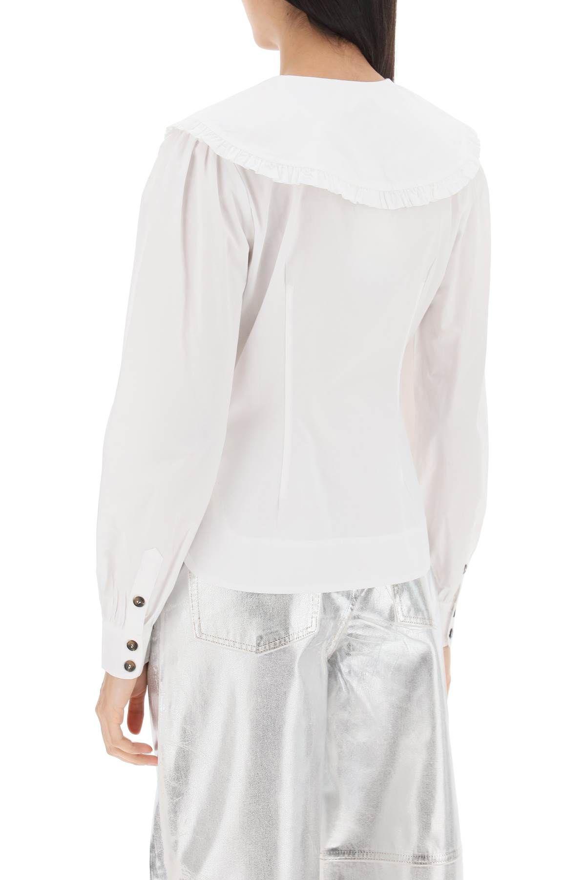 Ganni Poplin V-Neck Blouse