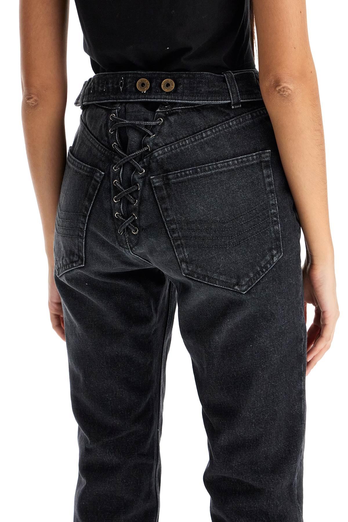 jeans with padded inlays and lace-up