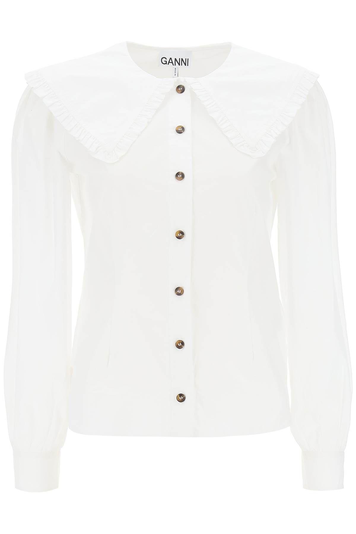 Ganni Poplin V-Neck Blouse