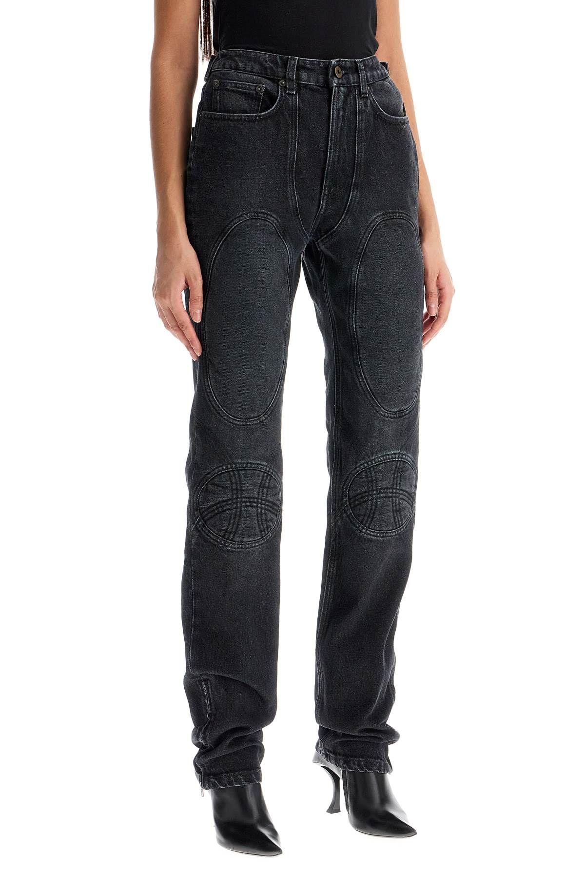 jeans with padded inlays and lace-up