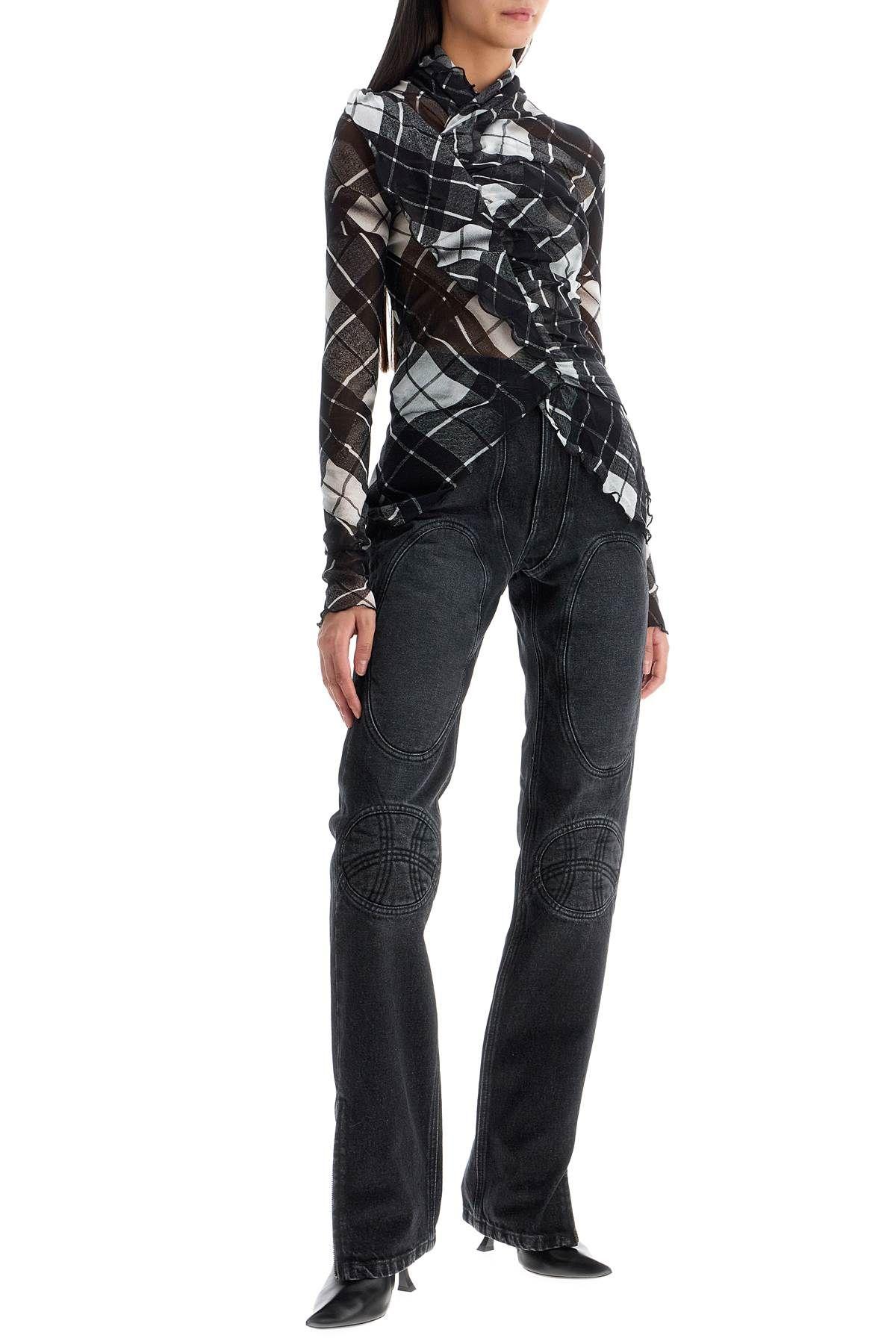 jeans with padded inlays and lace-up