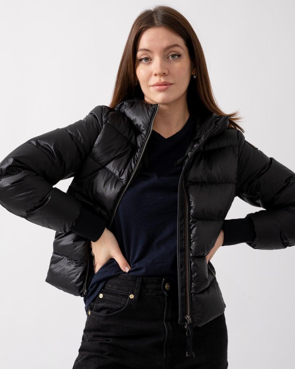 Mariah Womens Hooded Down Bomber Jacket