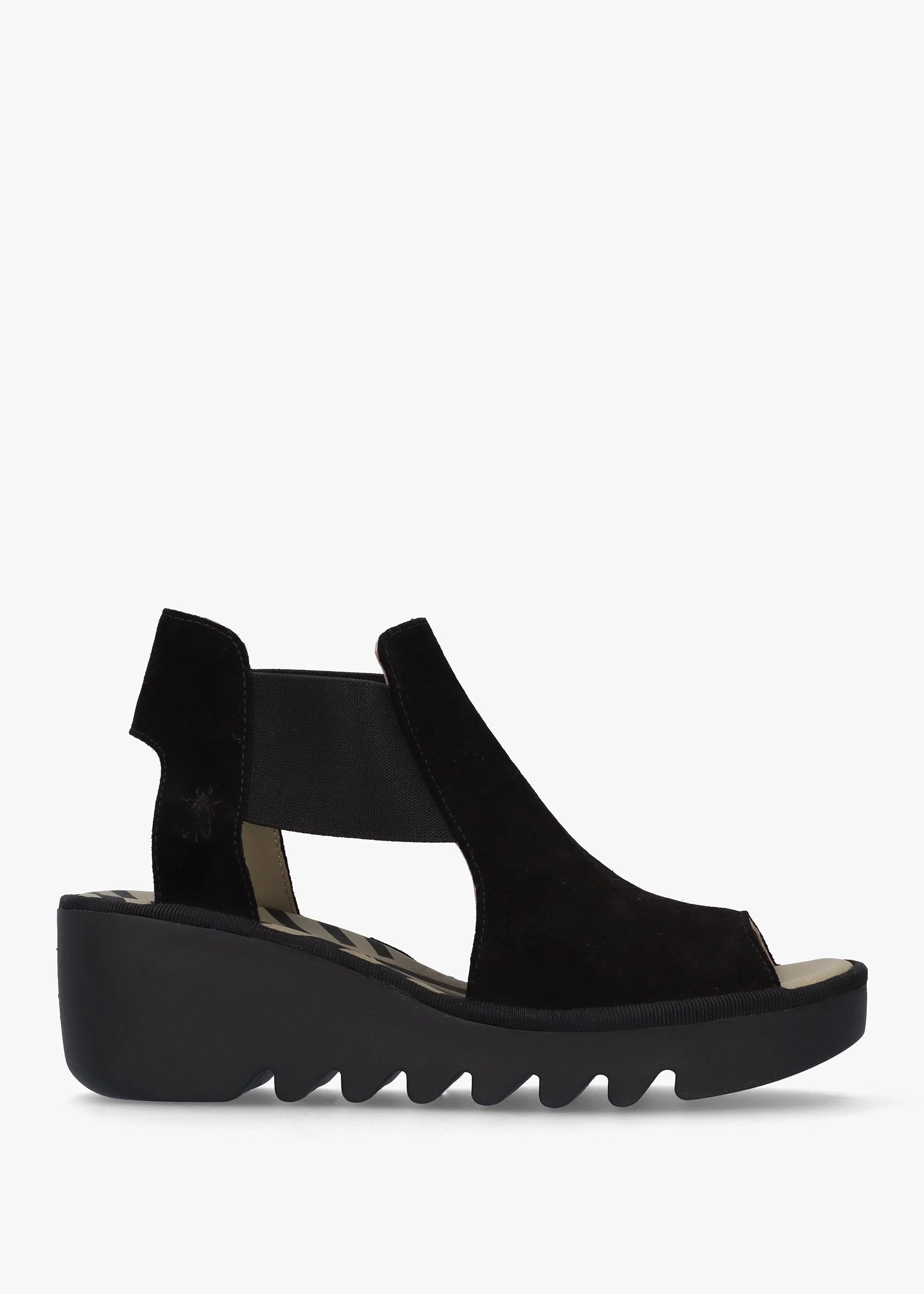 Biga Black Suede Wedge Sandals