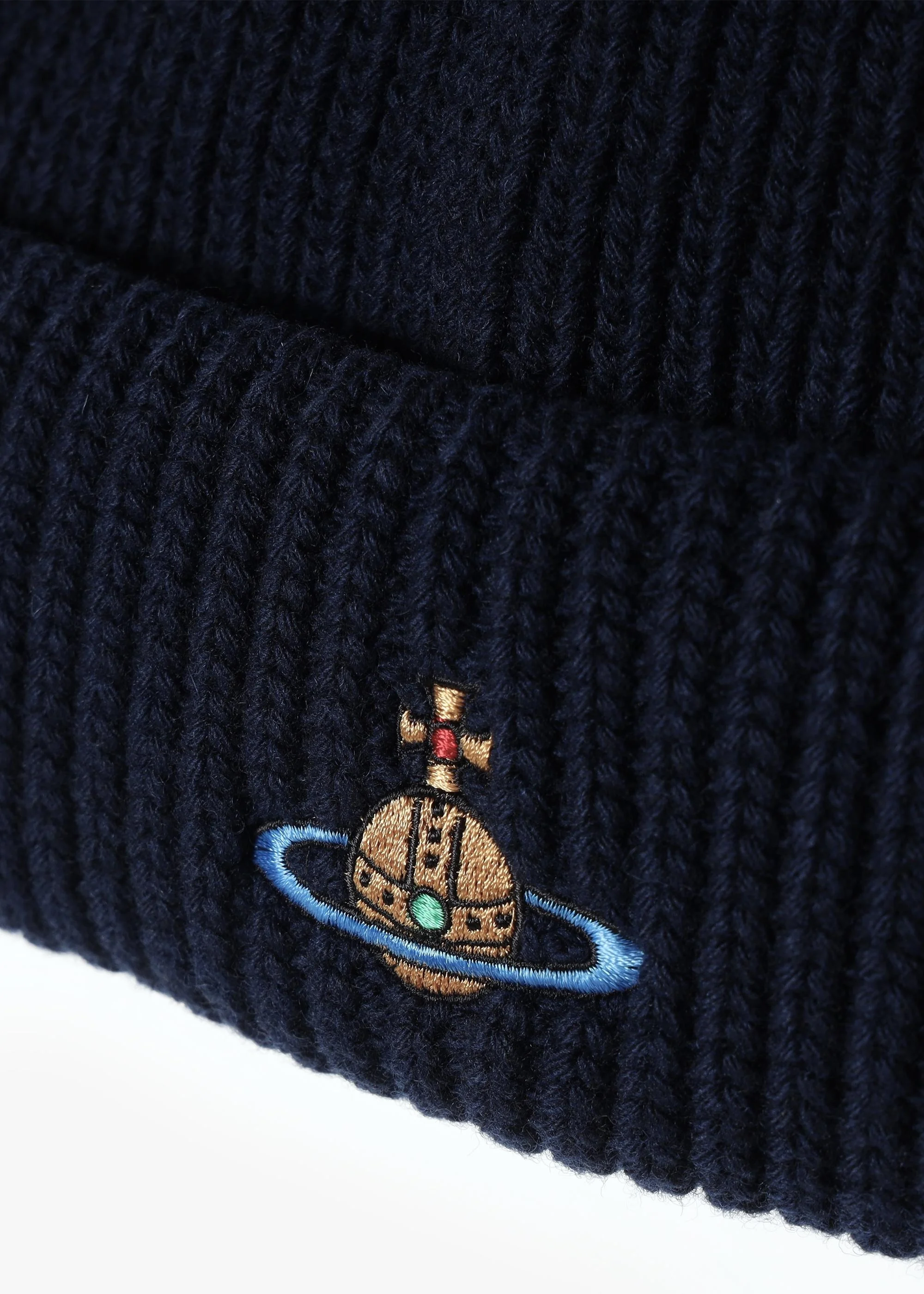 Unisex Sporty Recycled Wool Navy Blue Orb Beanie Hat