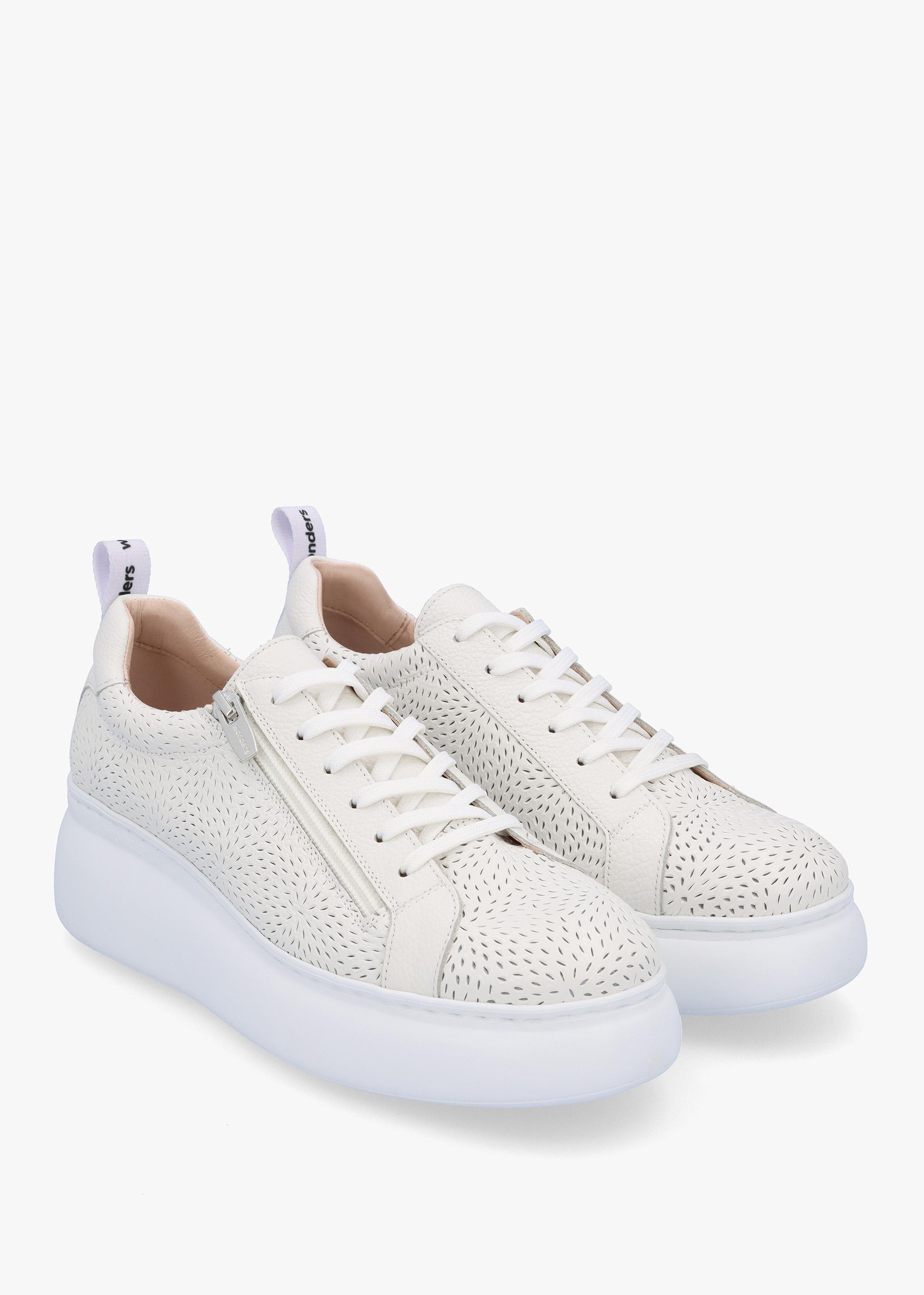 Woperf Off White Leather Perforated Trainers