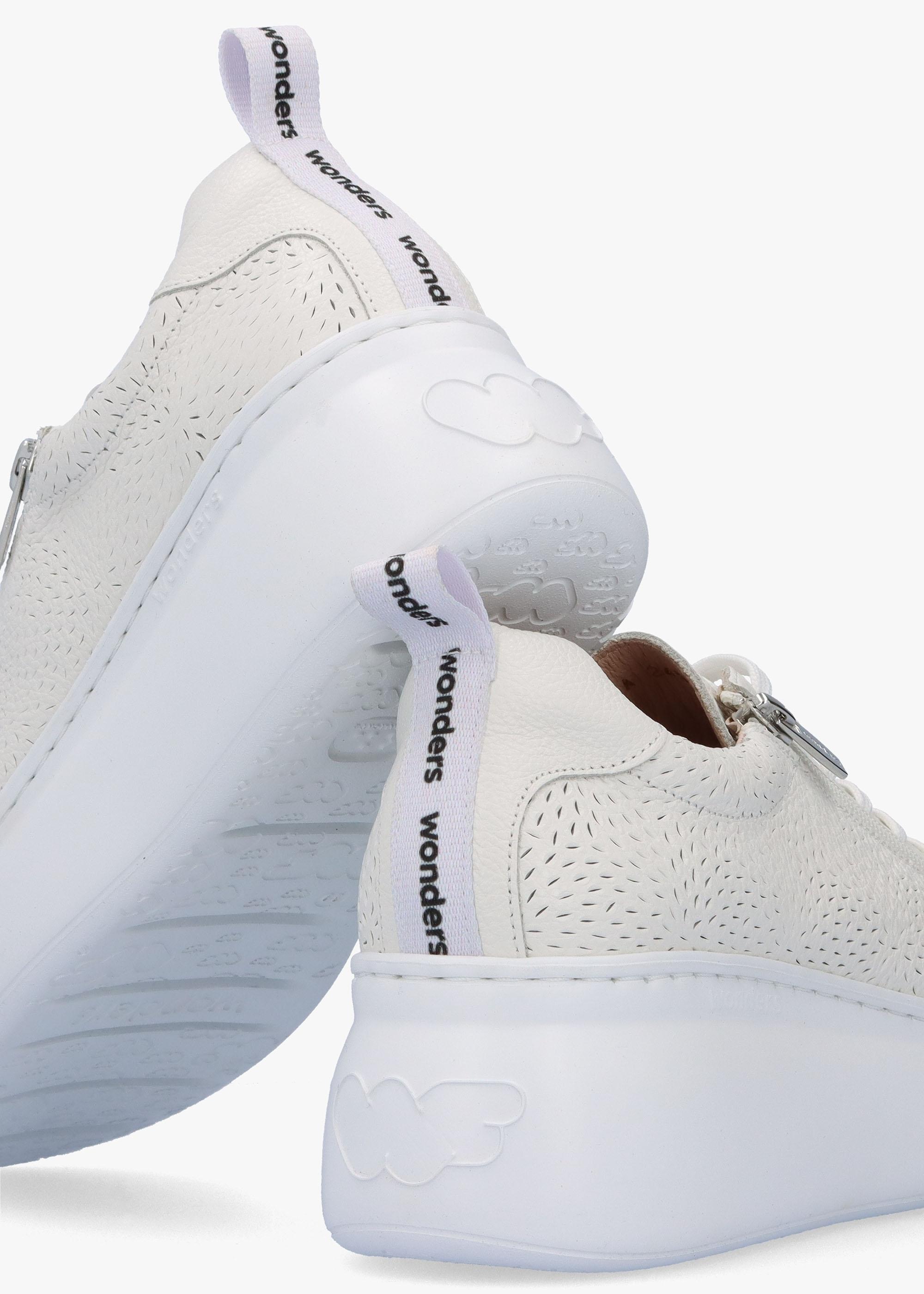 Woperf Off White Leather Perforated Trainers