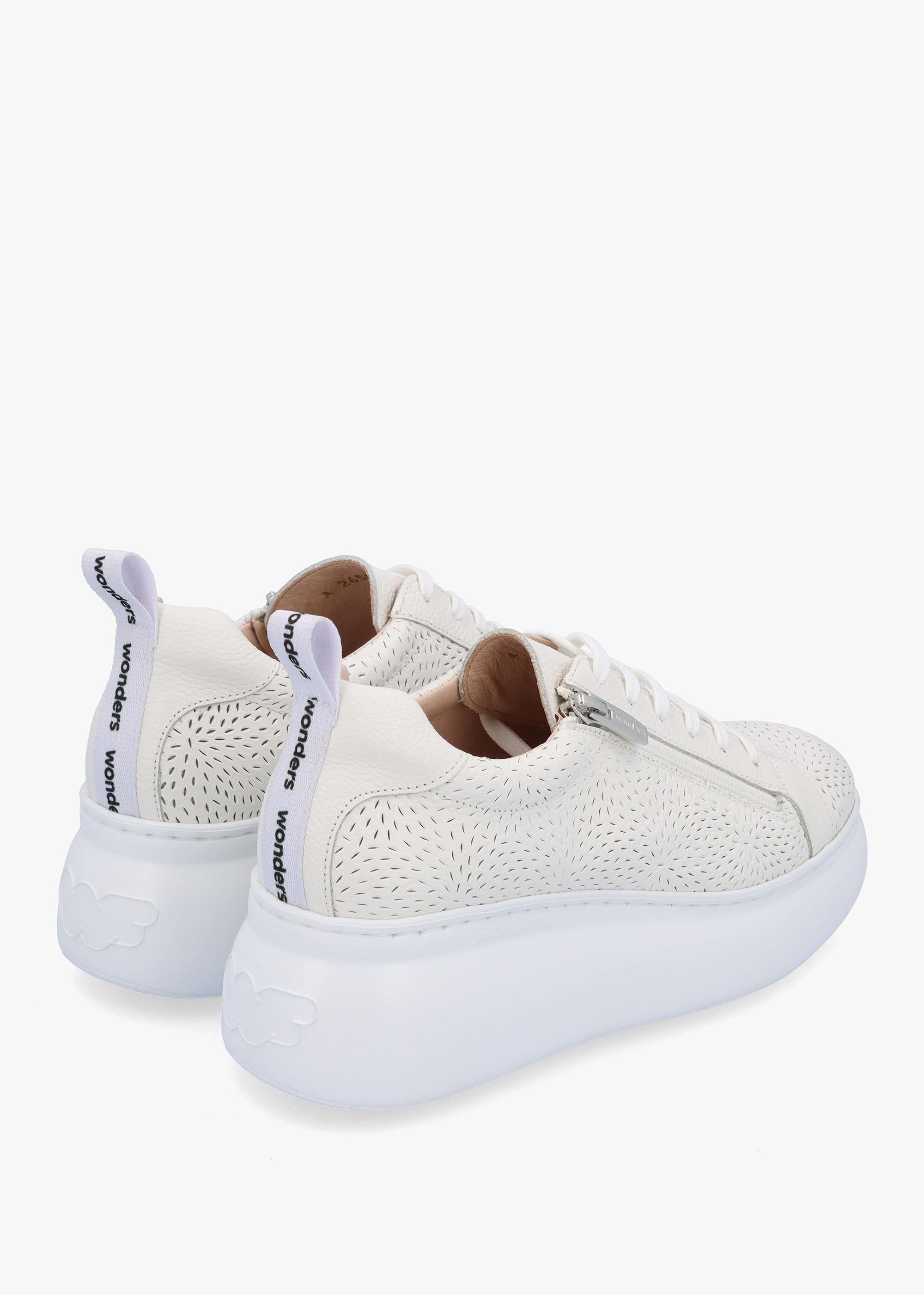 Woperf Off White Leather Perforated Trainers