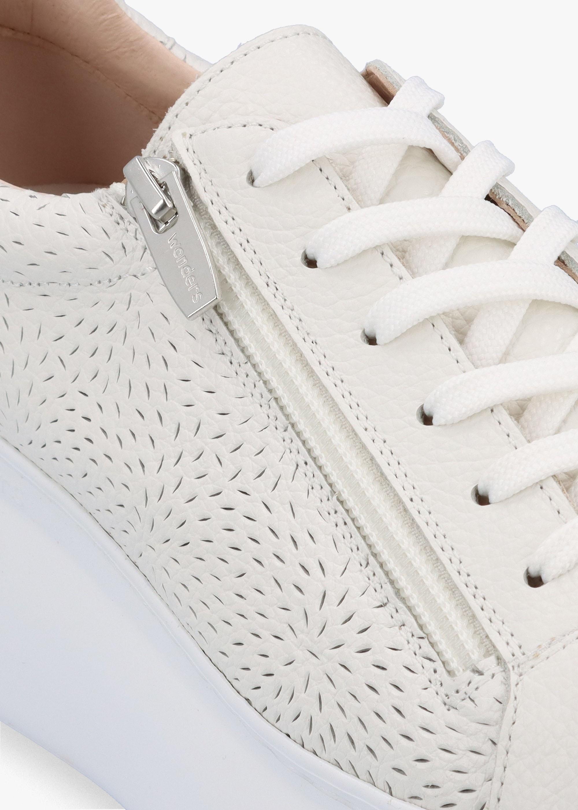 Woperf Off White Leather Perforated Trainers