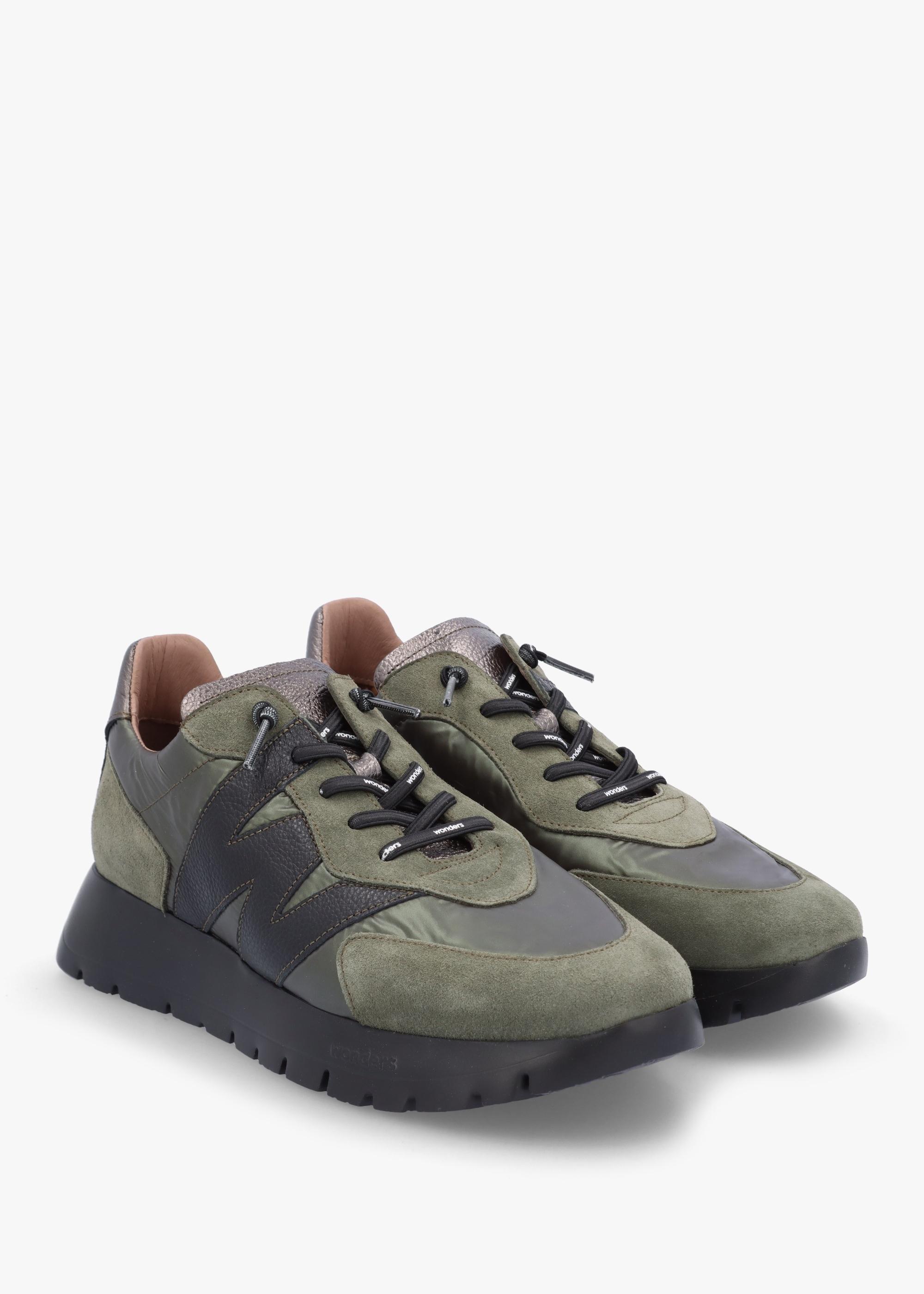 Oslo Khaki Metallic Suede & Nylon Trainers