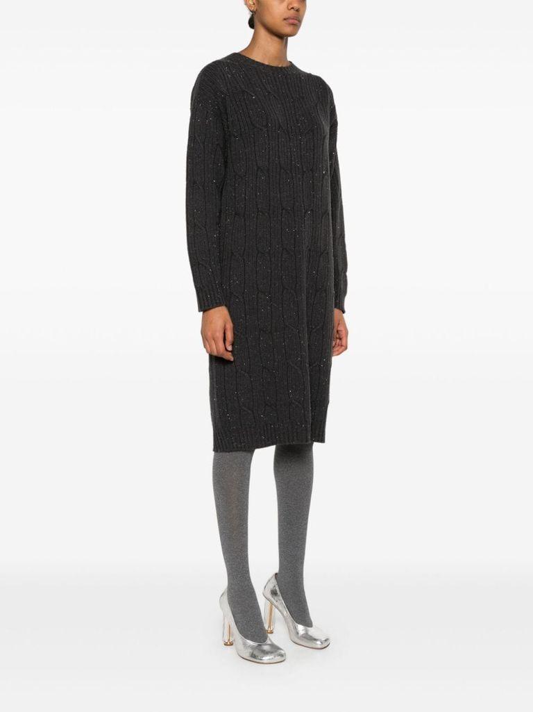 Midi dress in woven wool with lurex details