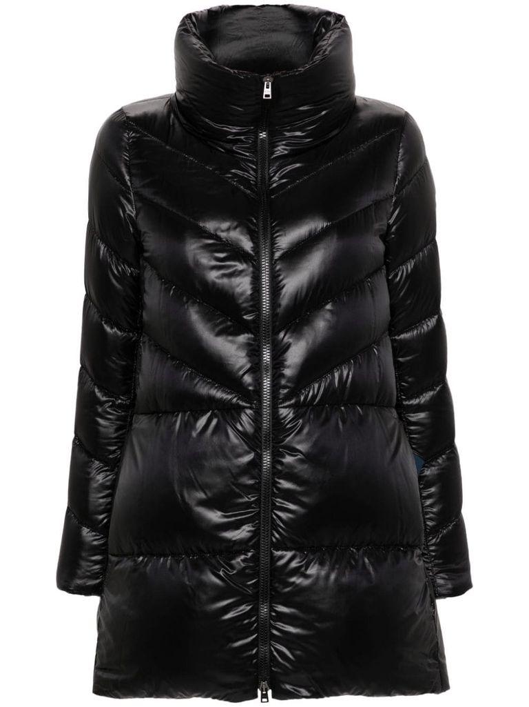 Long padded and quilted puffer jacket