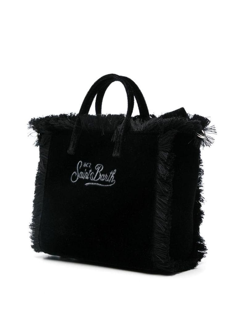 Mini Vanity handbag with fringes and logo