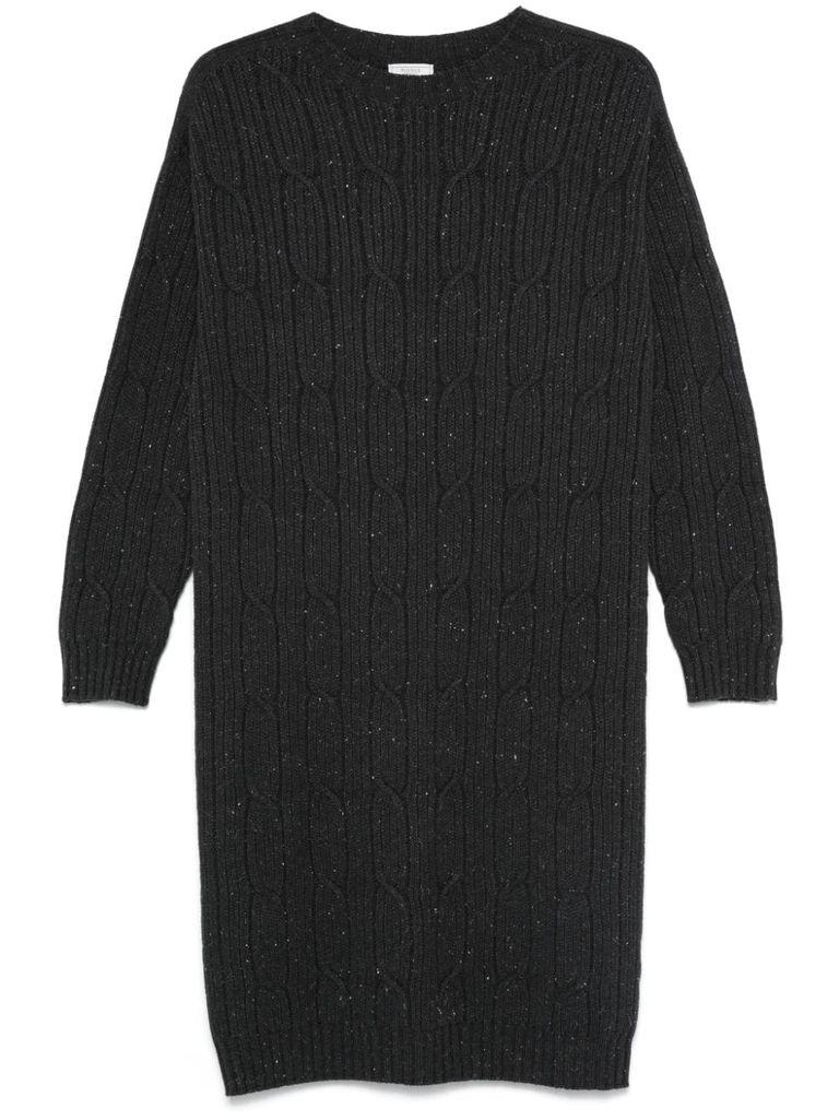 Midi dress in woven wool with lurex details