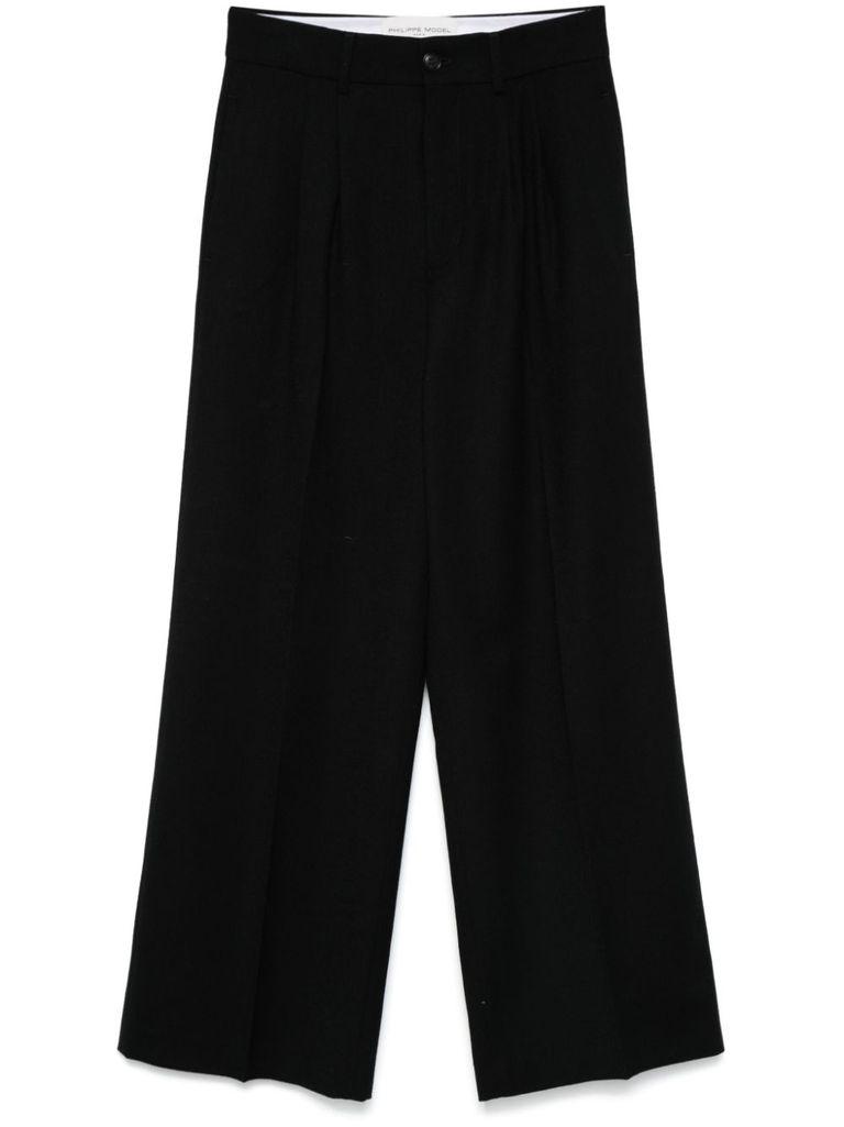 Wide-leg wool pants