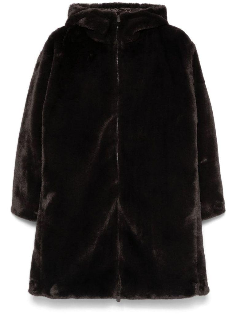 Yelena faux fur jacket with hood