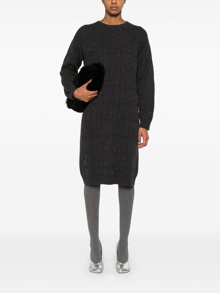 Midi dress in woven wool with lurex details