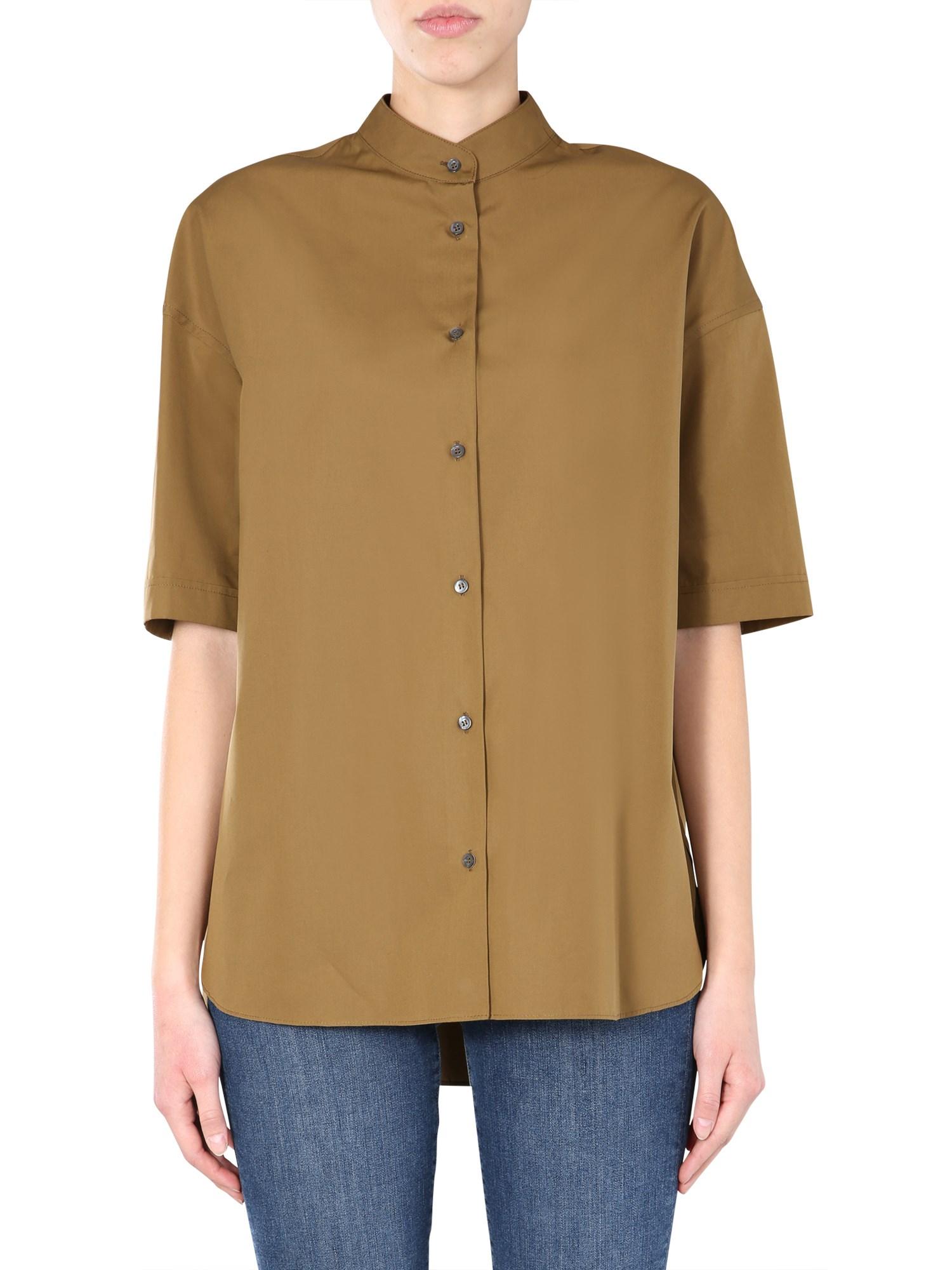 Aspesi Mandarin Collar Short-Sleeve Shirt