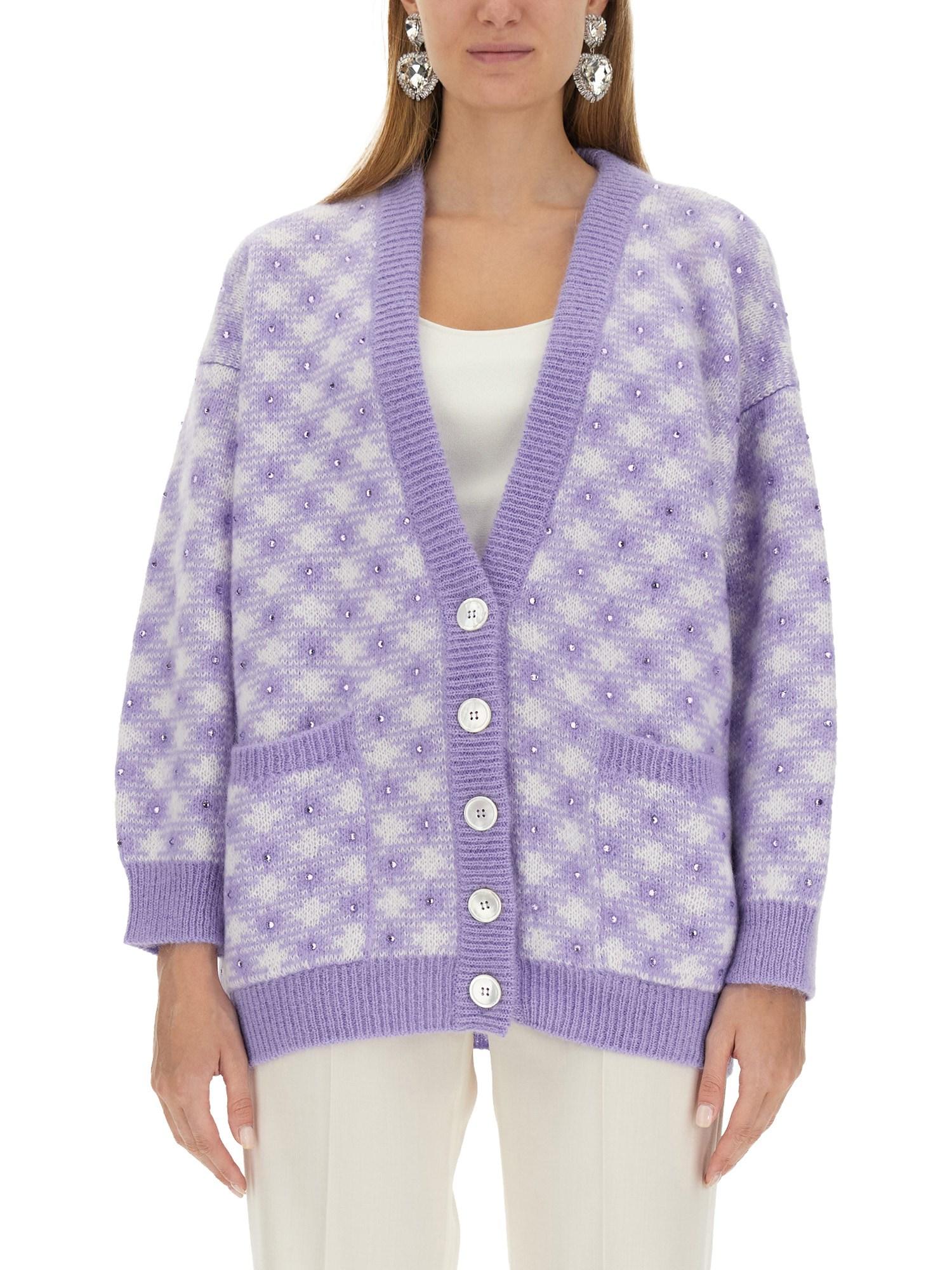 Alessandra Rich Checked V-Neck Cardigan