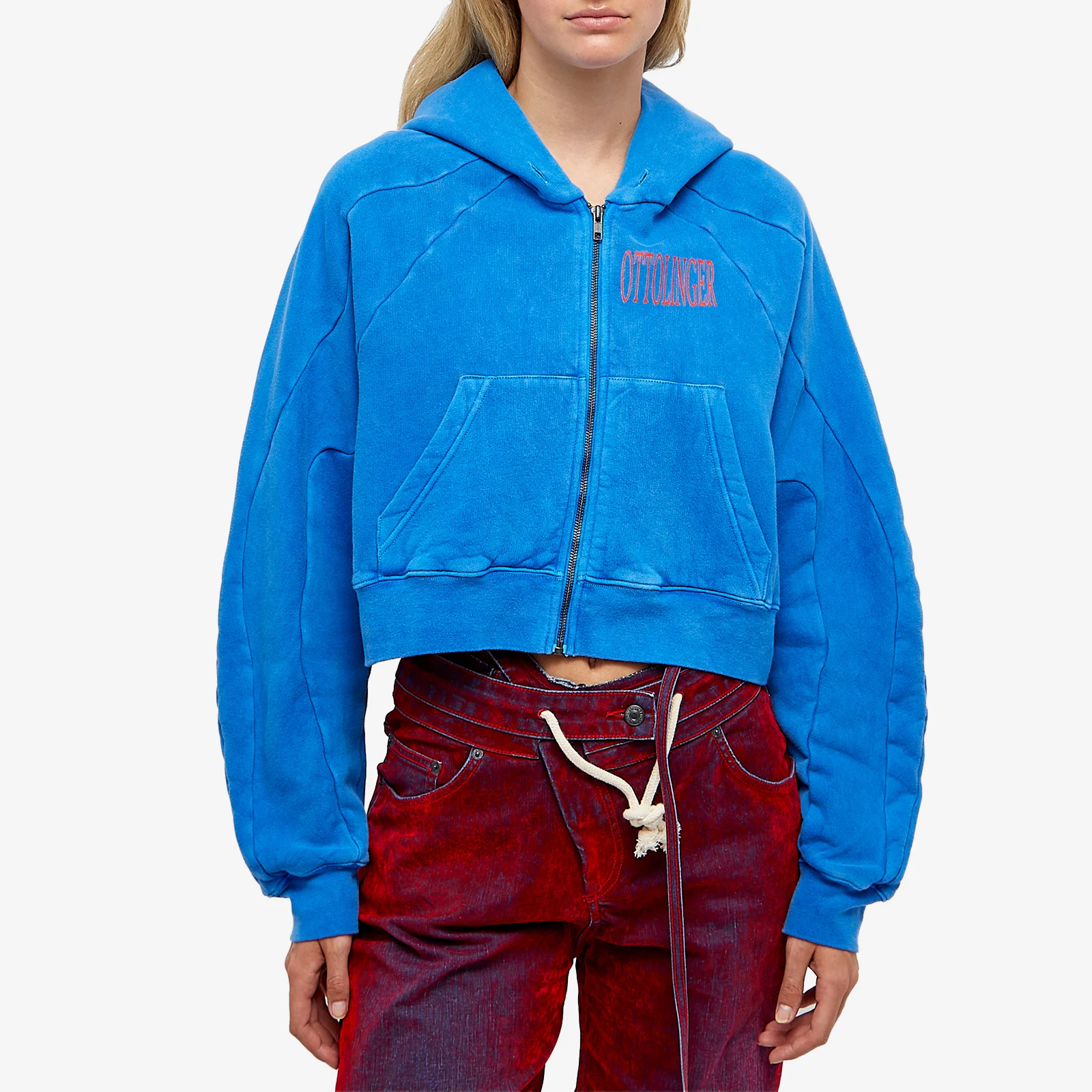 Ottolinger Multiline Cropped Zip Hoodie