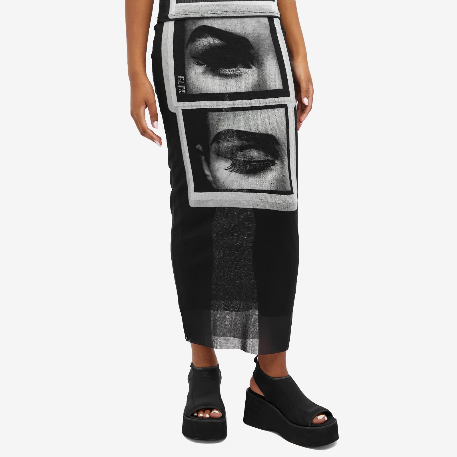 Jean Paul Gaultier Eyes & Lips Print Skirt