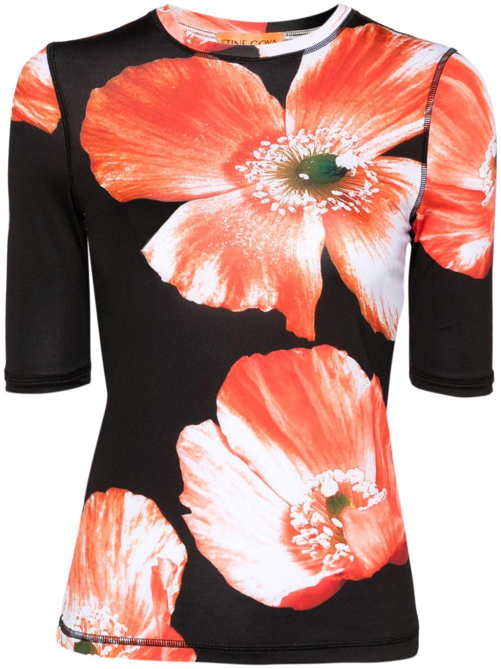 Minerva Opium Poppies-print T-shirt