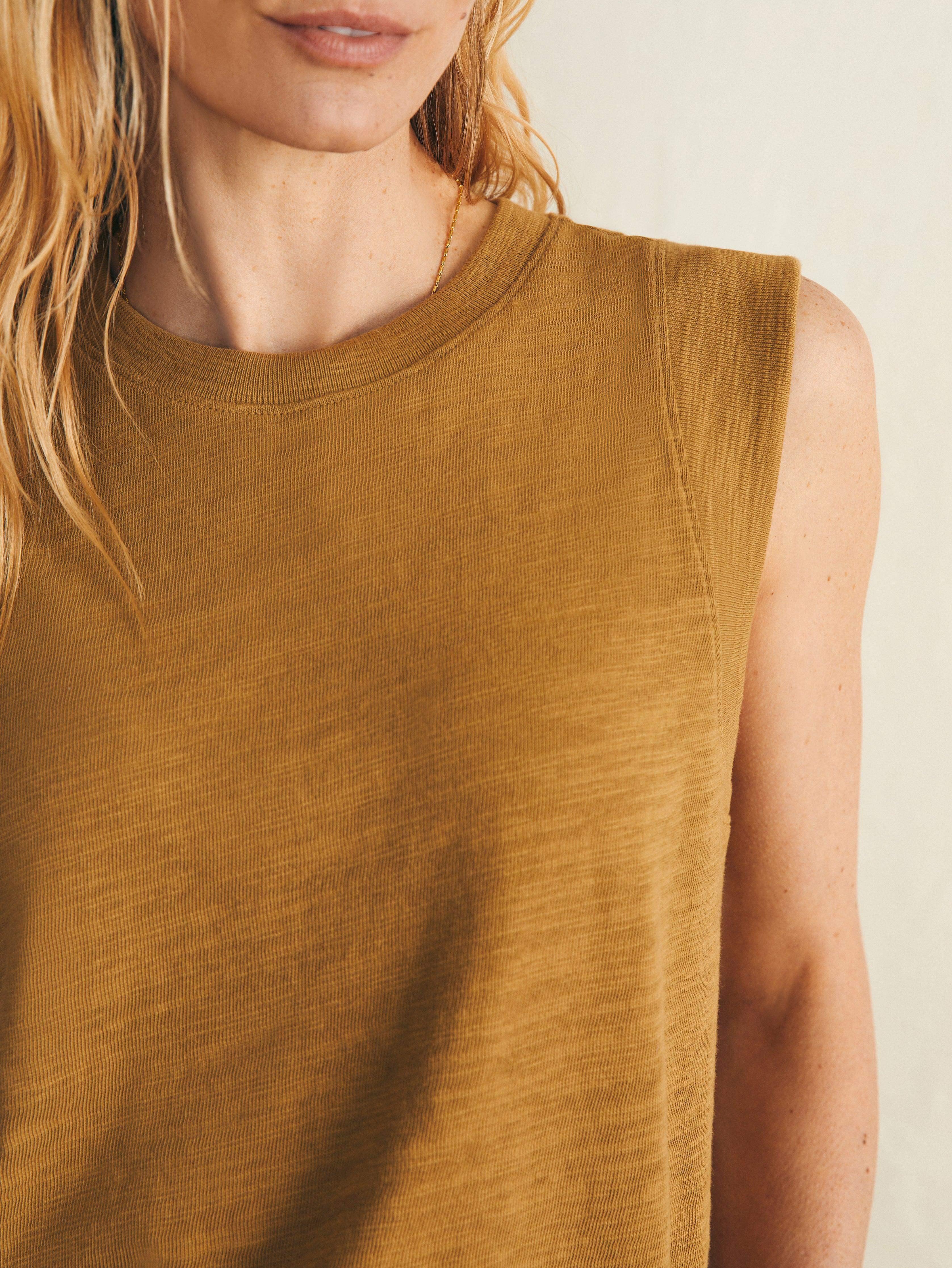 Sunwashed Slub Muscle Tank - Antique Bronze