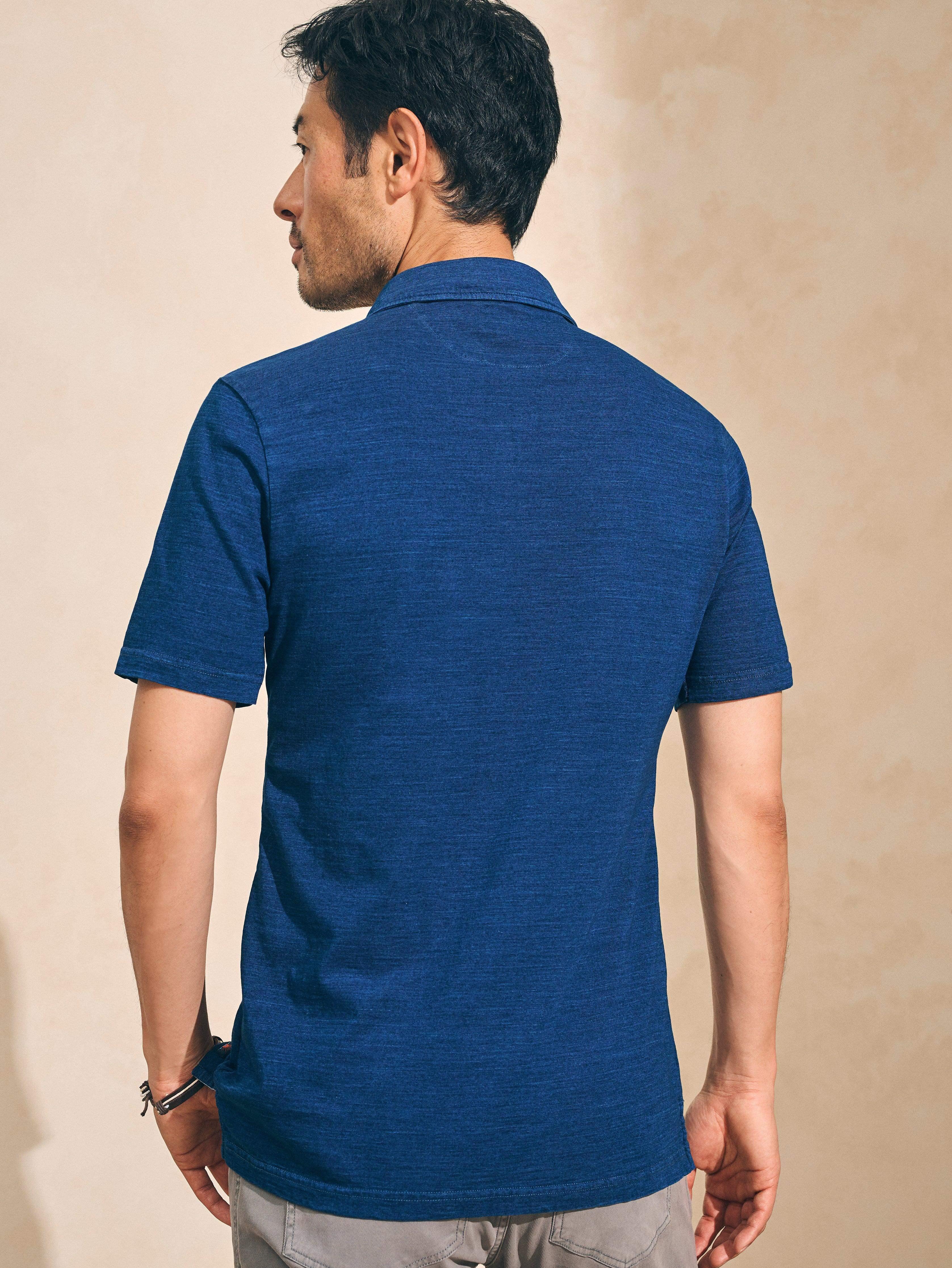 Short-Sleeve Indigo Polo Shirt - Dark Indigo Wash