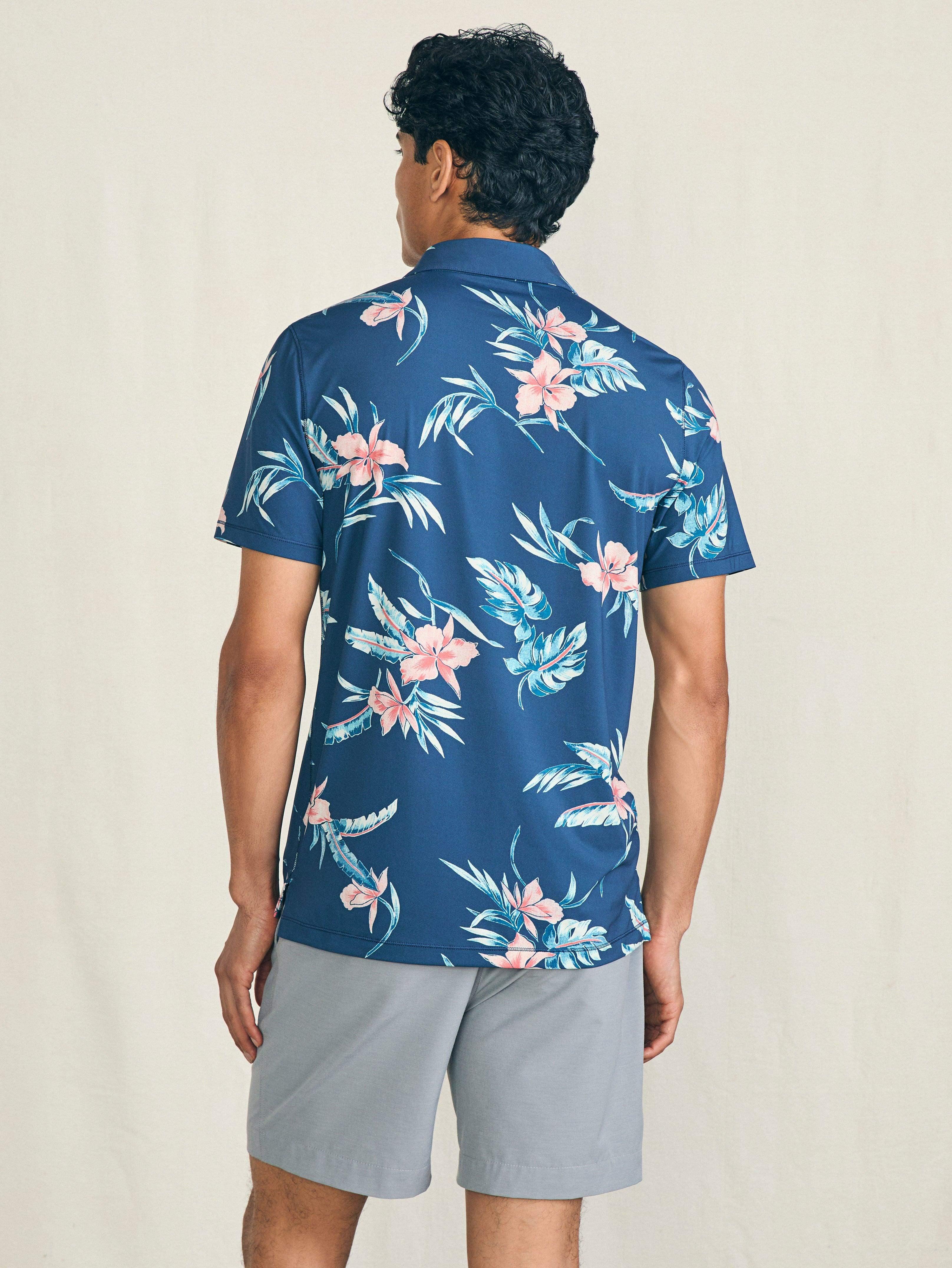 Shorelite Short-Sleeve Tech Polo - Navy Island Orchid