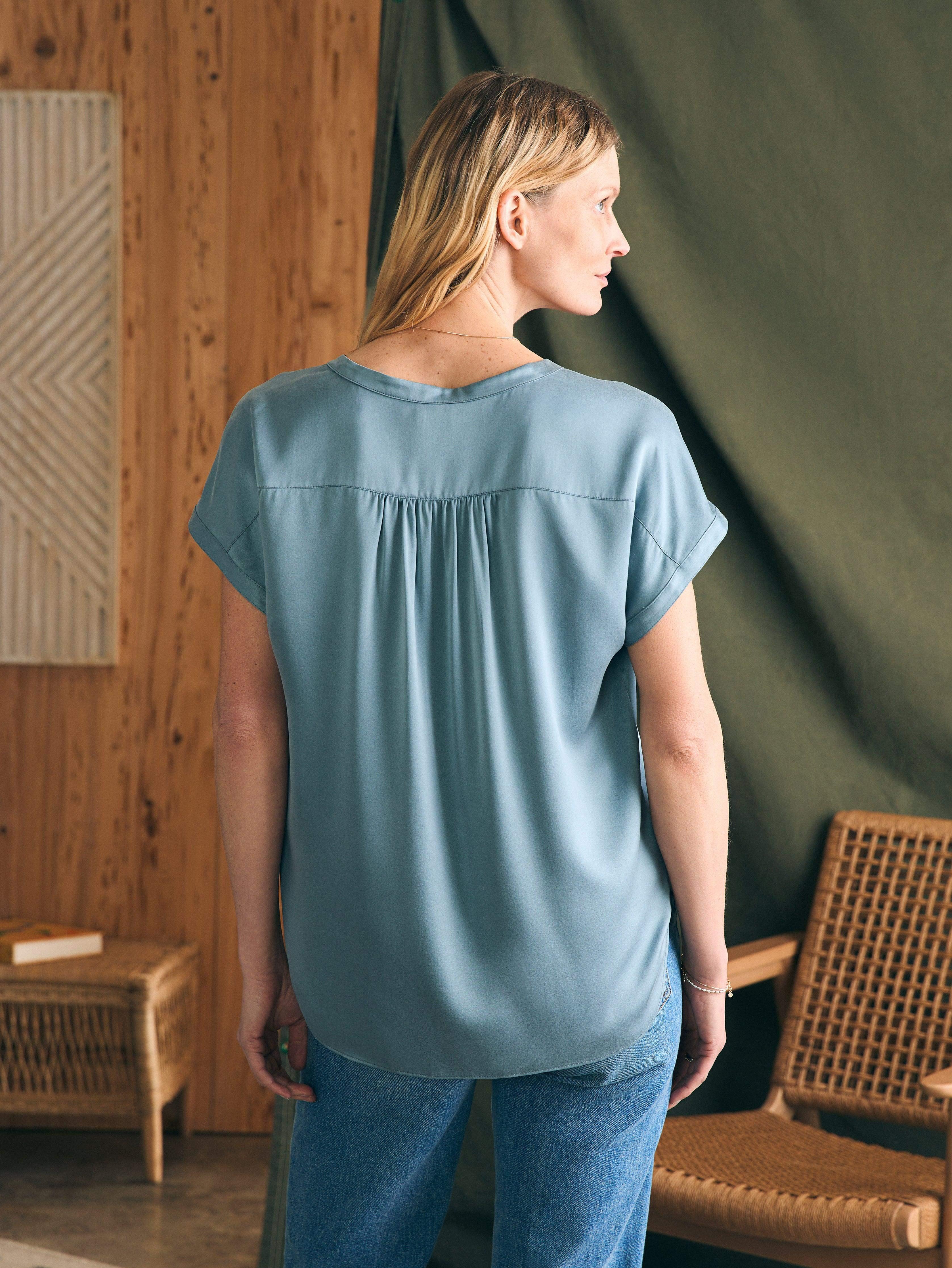 Sandwashed Silk Desmond Top - Lead